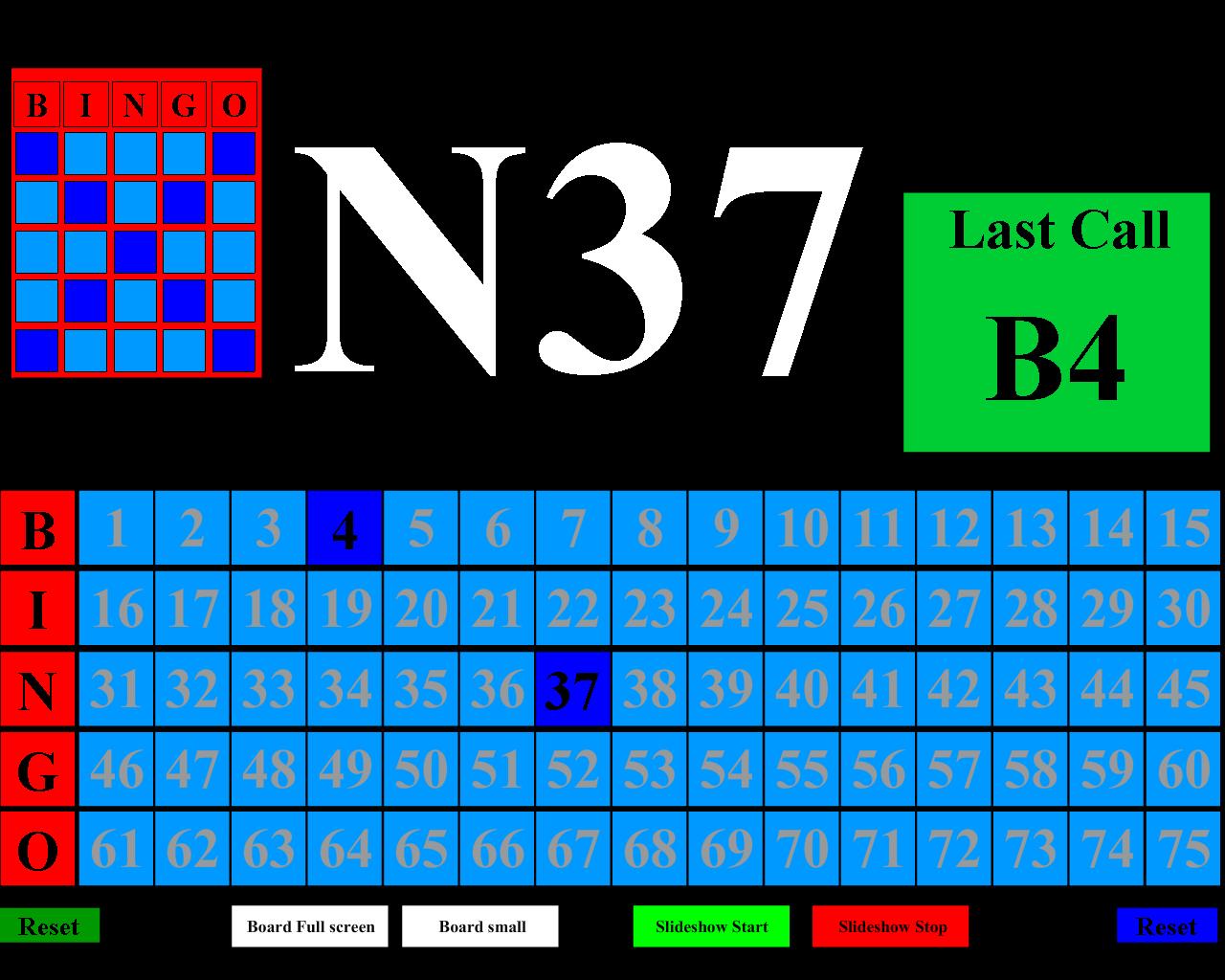 Bingo Call Card
