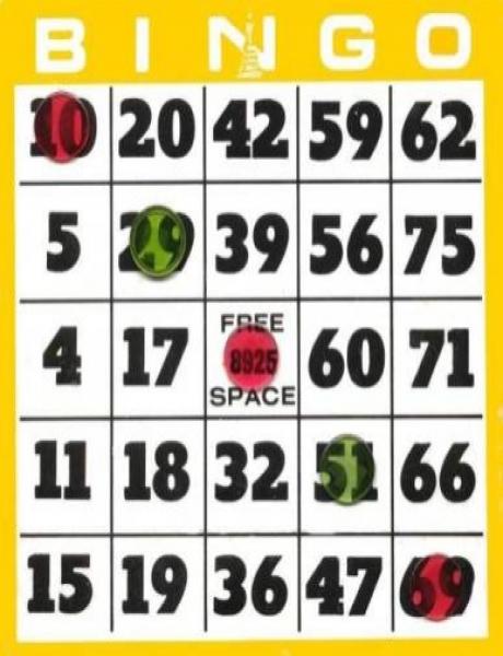 Yellow Bingo Card